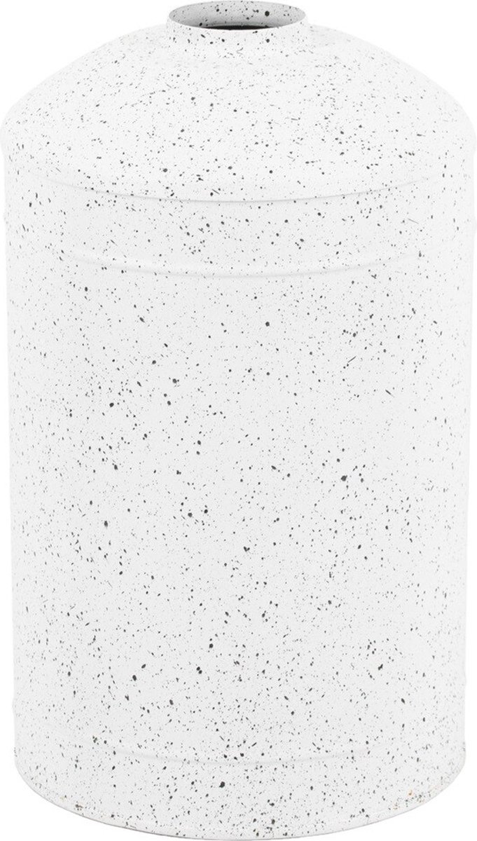 homebound by ky Metalen vaas white dots | 5,5x18x30,5cm | bloemenvaas metaal Wit