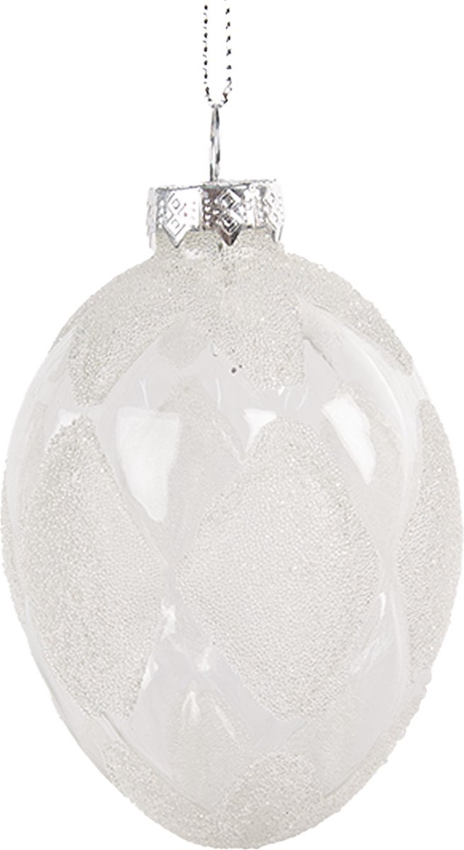 Clayre & Eef Paashanger Ei Ø 6x9 cm Transparant Glas