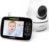 LAKOO BabyGuard Compact HD - Babyfoon met Camera en 3,5” Monitor - 1080p Full HD - Nachtzicht - Bewegingsdetectie - Terugspreekfunctie - Slaapmuziek - Draaibaar