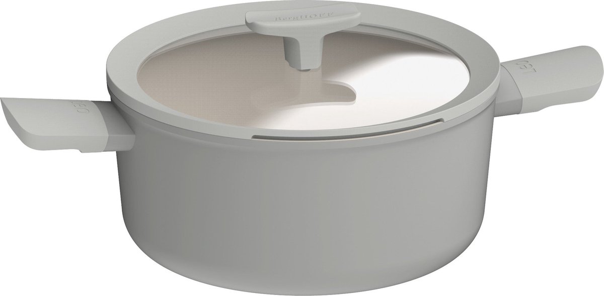 LEO Kookpot antikleef met deksel Balance Moonmist - Ø 24x11,50cm - Grijs - PFAS-vrij