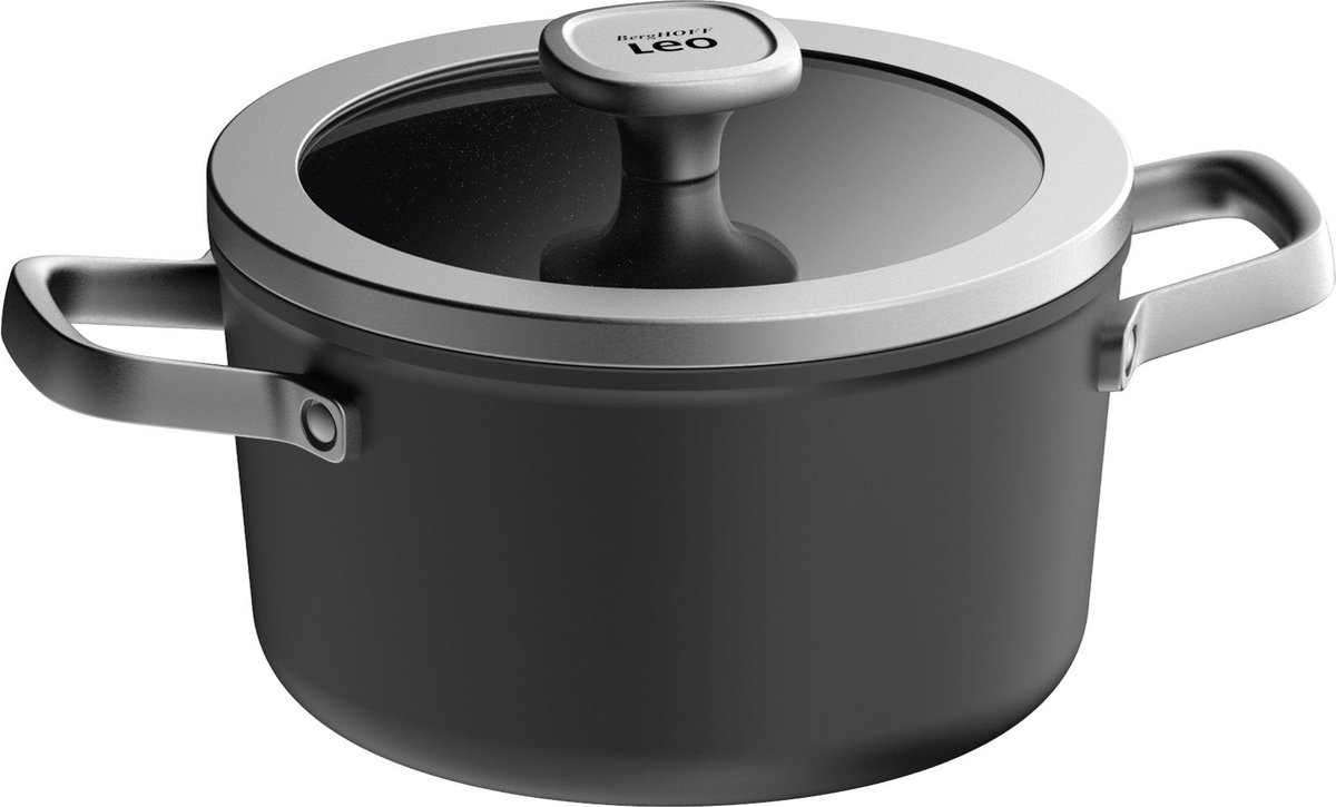 LEO Kookpot antikleef met deksel Graphite - Ø 20cm - Zwart - PFAS-vrij
