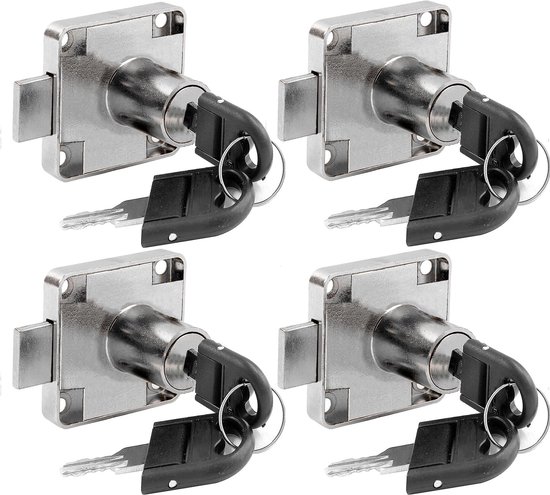 Cam Lock met sleutel Alike, veiligheidskast slot kast slot lade slot voor meubels kast brievenbus lade huishoudelijk kantoor (zilver - 4 stuks)