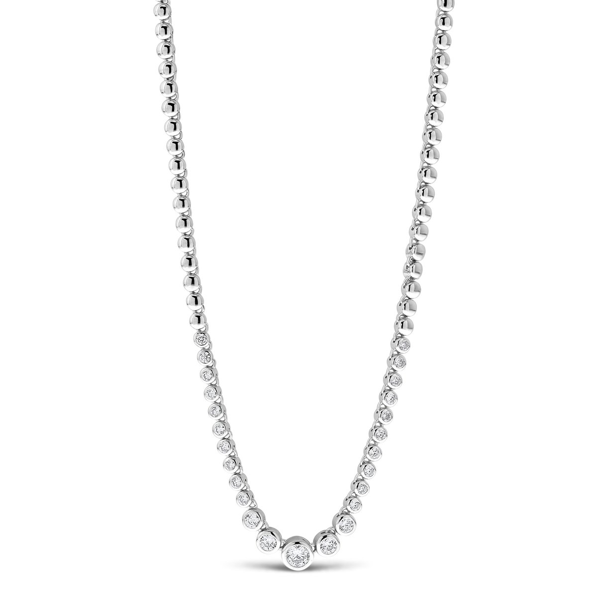 Juwelier Emo - Tennis Ketting Zilver 925 - Ronde Zirkonia stenen - Breedte 5.3 MM - Lengte 45 CM