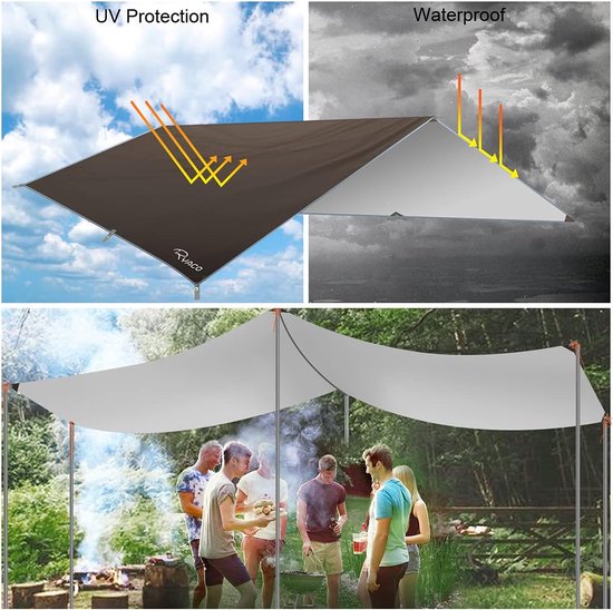 Etechhydra Bâche de Tente de Camping Abri Imperméable, Bâche de Tente Portable Légère