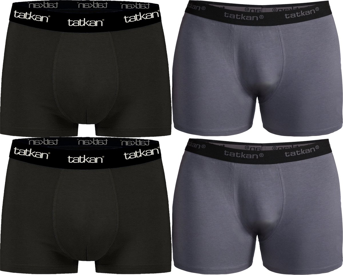 Tatkan-Boxershort Heren- Underwear Heren Boxershorts - Modal Heren Ondergoed - Modal Boxershorts voor Mannen - Heren Onderbroeken - Normale pijp - Maat XL - 4-pack - 2 Zwart, 2 Donker Grijs