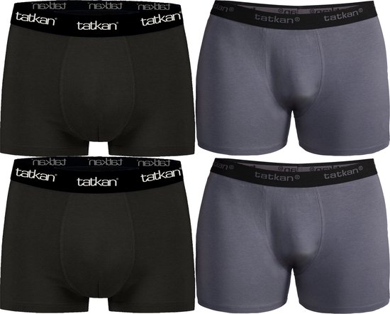 Tatkan-Boxershort Heren- Underwear Heren Boxershorts - Modal Heren Ondergoed - Modal Boxershorts voor Mannen - Heren Onderbroeken - Normale pijp - Maat XL - 4-pack - 2 Zwart, 2 Donker Grijs
