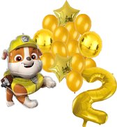 Paw Patrol Rubble ballonnen pakket - 64x81cm - 2 jaar - Folie Ballon set - Themafeest - Verjaardag - Ballonnen - Versiering - Helium ballon