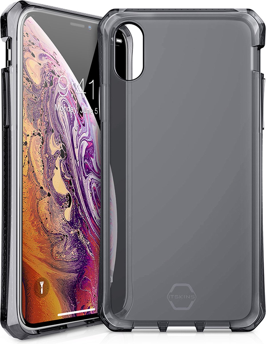 ITSkins Hoesje geschikt voor Apple iPhone XS Telefoonhoesje Flexibel TPU | ITSkins SpectrumClear Backcover Shockproof | Schokbestendig iPhone XS Telefoonhoesje | Anti Shock Proof - Zwart