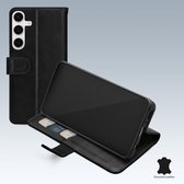 Mobilize Telefoonhoesje geschikt voor Samsung Galaxy S24 Hoesje Echt Leer | Mobilize Wallet Bookcase Portemonnee | Pasjeshouder voor 3 Pasjes | Telefoonhoesje voor Pinpas / OV Kaart / Rijbewijs - Zwart