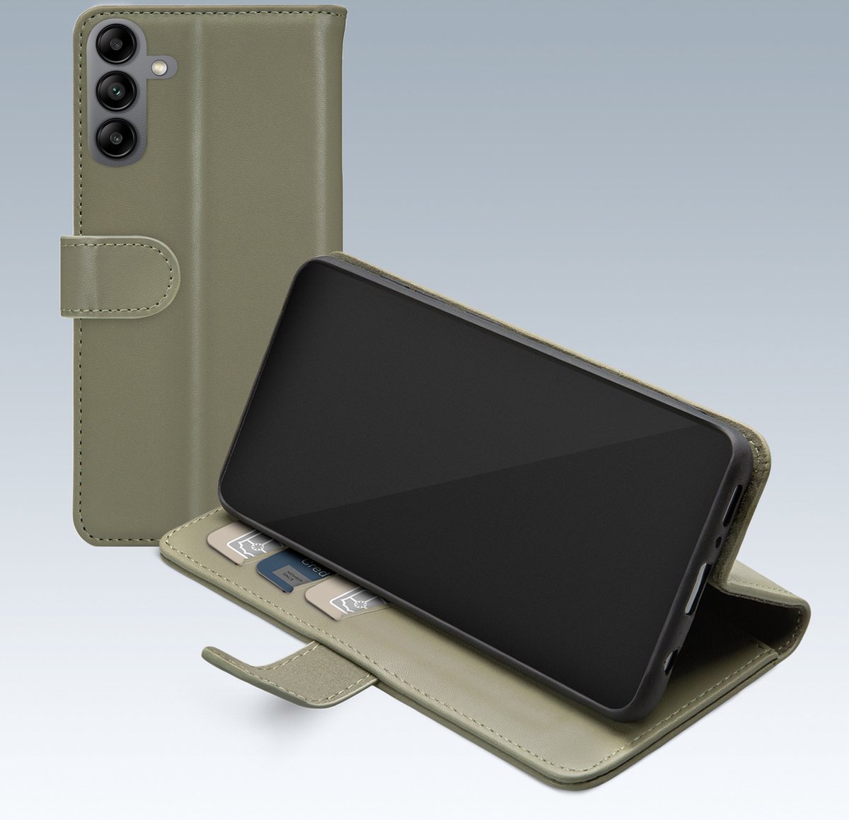Mobilize Telefoonhoesje geschikt voor Samsung Galaxy A04s Hoesje | Mobilize Premium Gelly Wallet Bookcase Portemonnee | Pasjeshouder voor 3 Pasjes | Telefoonhoesje voor Pinpas / OV Kaart / Rijbewijs - Groen