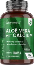 WeightWorld Aloë Vera capsules met Calcium - 12.000 mg - Calcium ondersteunt de spijsvertering - 180 vegan capsules voor 3 maanden voorraad