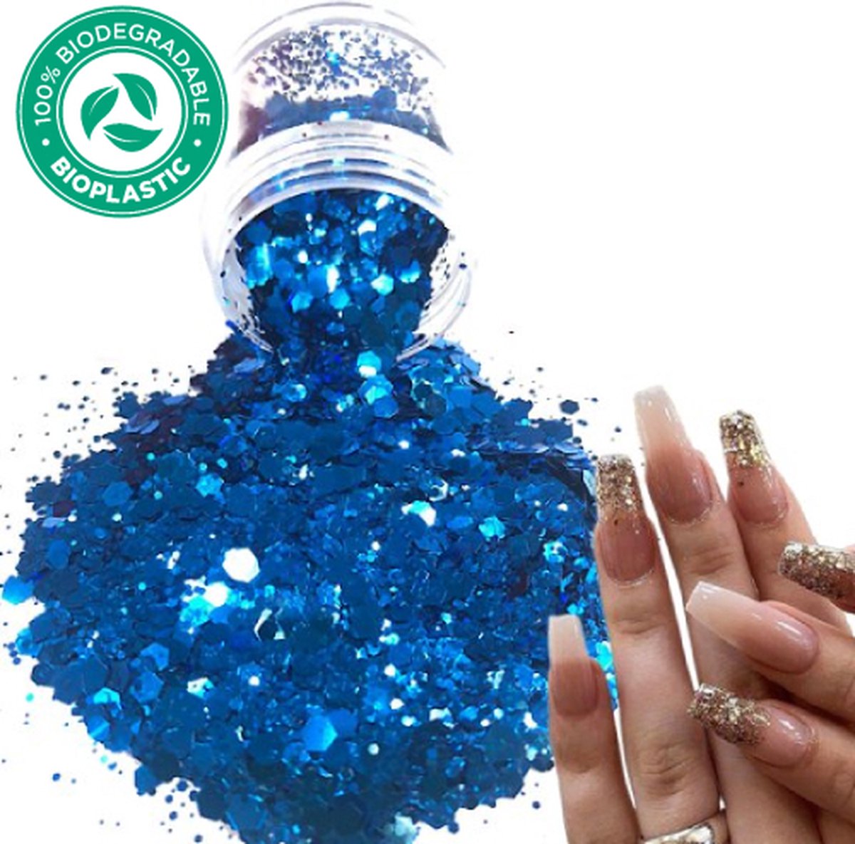 Goedkoopste Chunky Glitters (Blauw) [Volume 8g - Festival Glitter Outfit Nagel Decoratie Versiering - Manicure Kunstnagels Nepnagels Acryl Nagels - Kinderen Volwassenen Dames Glitters]
