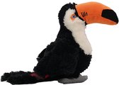 Pia Soft Toys Knuffeldier Toekan - zachte pluche stof - zwart/oranje - kwaliteit knuffels - 20 cm - tropische vogels