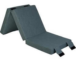 slaapmatras voor volwassenen, binnenin, linnen mix, vouwmatras, logeermatras, ruimtebesparend, 3-delig opklapbaar matras, comfortabel futon bed