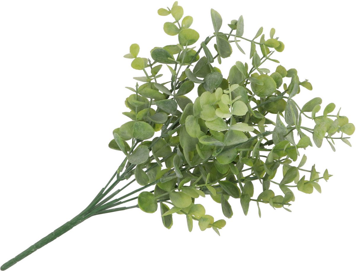 DK Design Kunstbloem Eucalyptus tak - 33 cm - groen - bundel/bosje - Kunst zijdebloemen