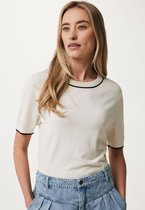 Basic Trui With Tipping Dames - Off White - Maat L