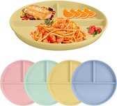 4 stuks onbreekbare dieetborden, 23 cm gedeelde platte borden, herbruikbare serviesset, dessertborden voor volwassenen en kinderen
