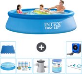Intex Rond Opblaasbaar Easy Set Zwembad - 305 x 76 cm - Blauw - Inclusief Solarzeil - Onderhoudspakket - Zwembadfilterpomp - Filter - Schoonmaakset - Vloertegels - Warmtepomp