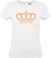 Dames t-shirt Kroontje Oranje | EK 2024 Holland |Oranje Shirt| Koningsdag kleding | Wit Dames | maat M