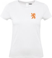 T-shirt femme Holland Lion Klein Oranje | Vêtement pour fête du roi | Chemise orange | Dames Wit | taille S