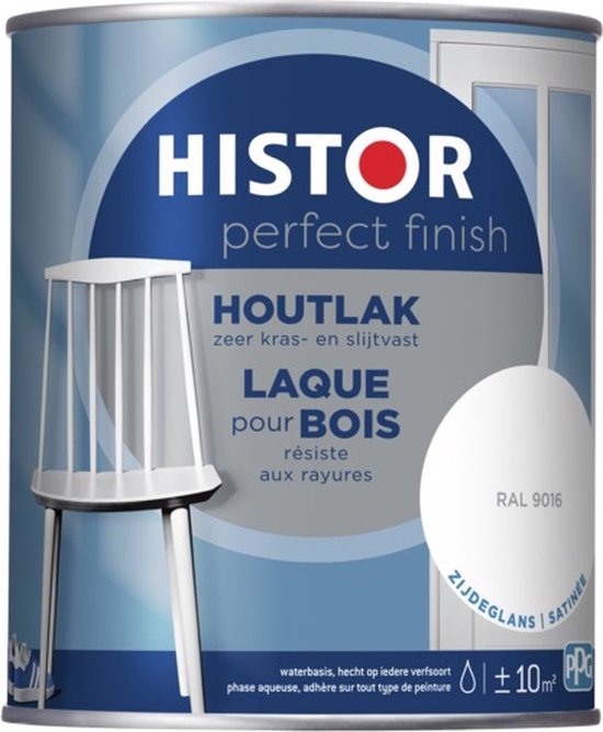 Histor Perfect Finish Houtlak Zijdeglans - Krasvast & Slijtvast - Dekkend - 1.25L - RAL 9016 - Wit