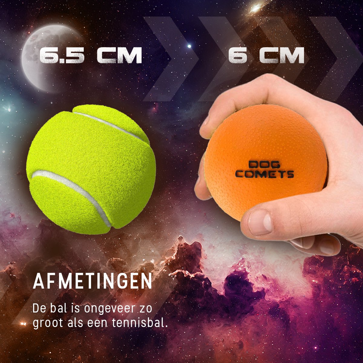 Dog Comets Ball Stardust Ø6 cm - Hondenspeelgoed - Hondenbal - Natuurlijk rubber - 1 stuk - Oranje thumbnail 3