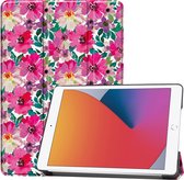 iMoshion Tablet Hoes Geschikt voor iPad 8 (2020) 8e generatie / iPad 7 (2019) 7e generatie / iPad 9 (2021) 9e generatie - iMoshion Design Trifold Bookcase - Meerkleurig /Floral Water Color
