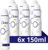 Dove 0% Aluminiumzouten Deodorant Spray - Original - bevat het 2x Action Zinc-Complex met Zinc Zap-technologie - 6 x 150 ml