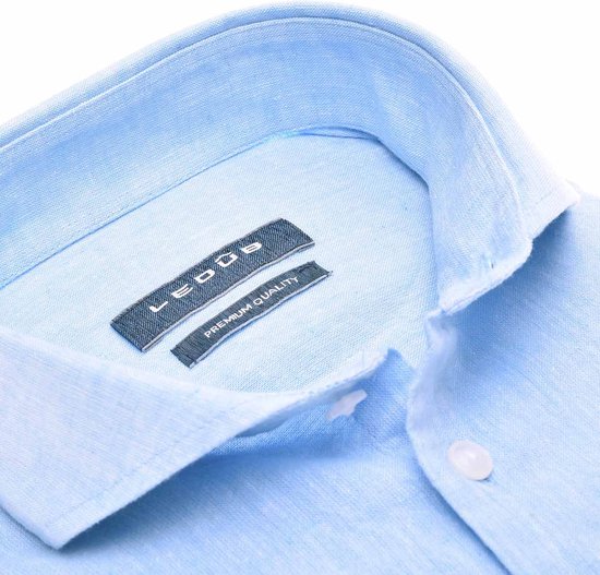 Ledub modern fit overhemd - structuur - lichtblauw - Strijkvriendelijk - Boordmaat: 42