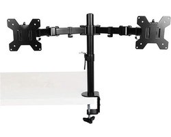 Monitorarm Dubbel – Universele Monitorstandaard 2 Schermen – Kantelbaar & Zwenkbaar – 10-32 Inch - Dubbele Monitor Beugel – Zwart – Bureau Bevestiging met Bladklem
