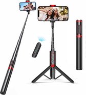Trépied perche à Selfie portable avancé – Extensible de 1,5 m, universellement adapté aux Smartphones, aluminium léger avec rotation à 360° et télécommande – Perfect pour les voyageurs et les vloggers