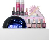 Pink Gellac - Gellak Starter Package Premium Uncovered - Vernis à ongles gel 4 couleurs, lampe LED et Set de manucure - Laque gel pour ongles en gel