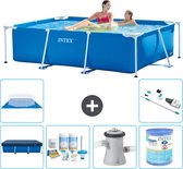Intex Rechthoekig Frame Zwembad - 220 x 150 x 60 cm - Blauw - Inclusief Afdekzeil - Onderhoudspakket - Zwembadfilterpomp - Filter - Grondzeil - Stofzuiger