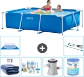 Intex Rechthoekig Frame Zwembad - 220 x 150 x 60 cm - Blauw - Inclusief Solarzeil - Onderhoudspakket - Zwembadfilterpomp - Filter - Grondzeil - Stofzuiger