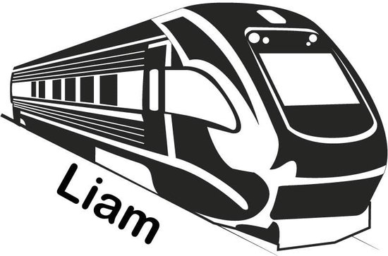 Muursticker Train avec nom - Rouge - 60 x 40 cm - Muursticker4Sale