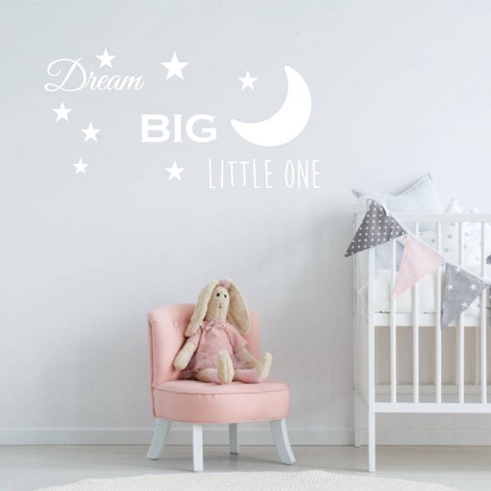 Muursticker Dream Big Little One - Goud - 160 x 80 cm - baby en kinderkamer - teksten en gedichten baby en kinderkamer alle