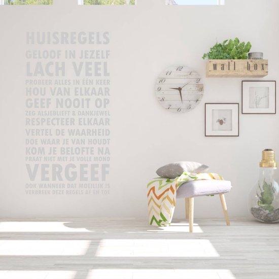 Sticker Muursticker Règles de la maison - Gris foncé - 80 x 153 cm - Salon textes néerlandais - Sticker mural 4 Vente