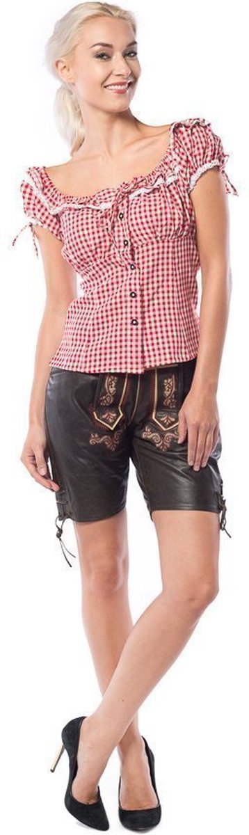 Tannhauser Oktoberfest Trachtenmode Lederhose Dames Carlota wildbock kort Zwart |  M