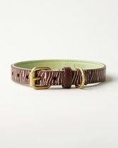 Wiggled Hondenhalsband - Vegan leer - Maat M (32.5cm - 43cm nek en 2 cm breed) - Trendy en hip - Bijpassende riem mogelijk - Middelgrote hond - Zebra print