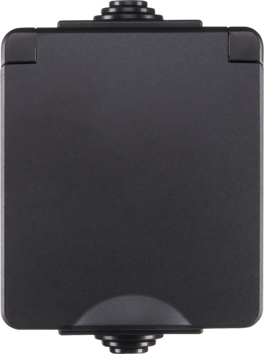 ION Industries - Opbouw IP55 Wandcontactdoos | Zwart