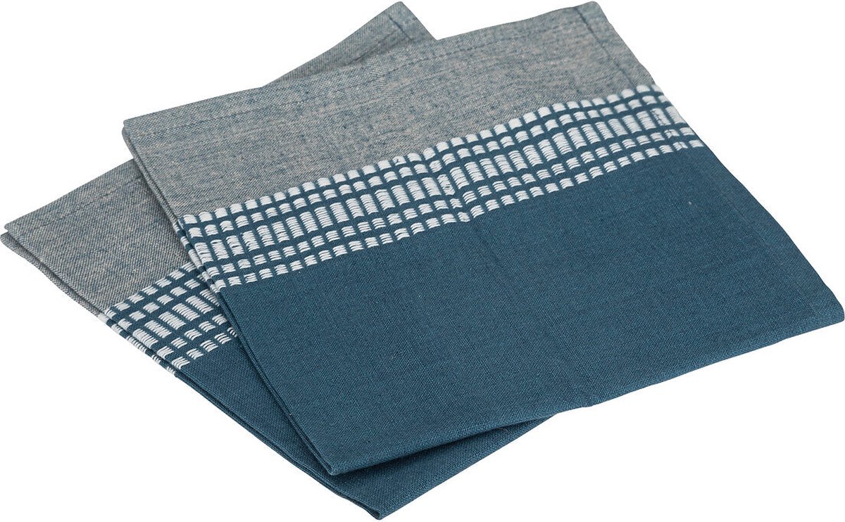 Atmosphera Servetten Dolly 40x40cm - Set van 2 stuks - Katoen - BeigeBlauw