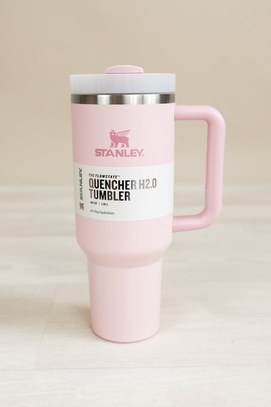 Foto: Stanley flowstate quencher 40oz drinkbeker drinkfles tumbler met rietje thermosbeker handvaten 1200ml thermosfles rvs fles roze cup to go deksel koffie to go ijskoffie beker smoothie 