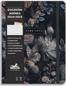 Een print met chique donkere bloemen en vogels