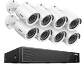 Beveiligingscamera - Camera's Outdoor Buiten - Home Security Camera Systeem - Wifi Camera Set - Video + Audio-opname - Beveiligingscamera - 8 Camera’s - Nachtzicht - Bewegingssensor - 4Tb Opslag - HD - Wit