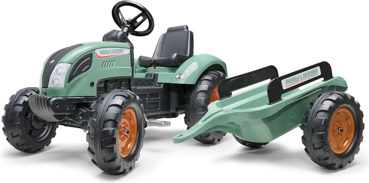 Falk Tractor Farm Lander Set Vintage Groen met Aanhanger 3-7 Jaar - 60% Gerecycled Plastic