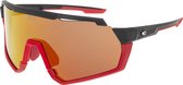 HELIOS Matt Zwart Polarized Sportbril met UV400 Bescherming en Flexibel TR90 Frame - Unisex & Universeel - Sportbril - Zonnebril voor Heren en Dames - Fietsaccessoires - Rood