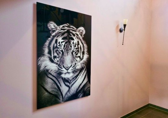 J-Line décoration Murale Tigre - verre trempé - noir/blanc