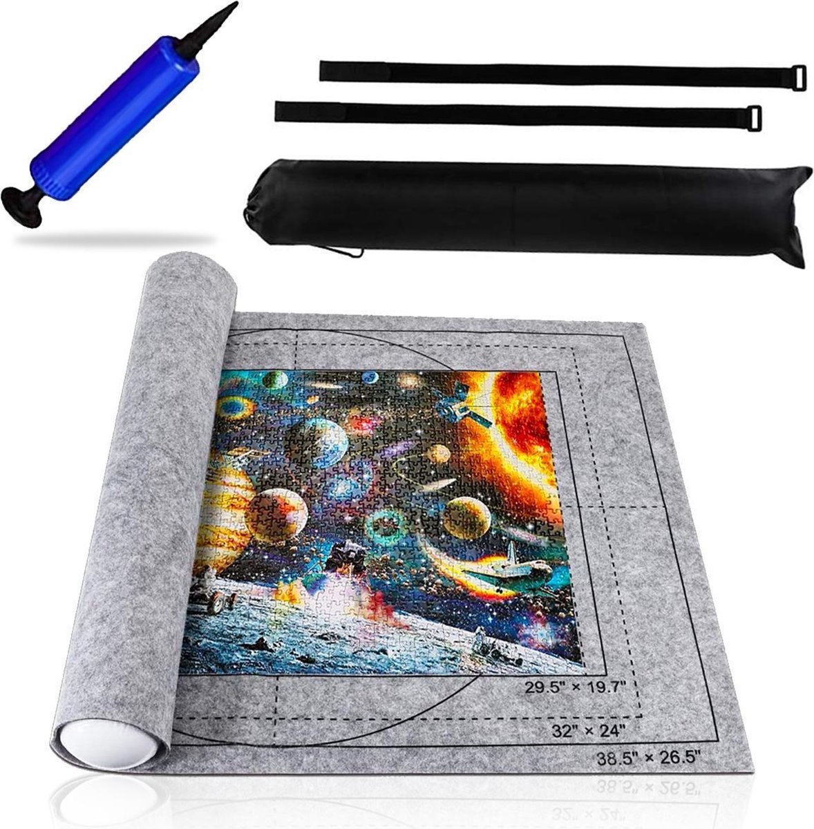 Innovaland - Puzzelmat Premium Grijs - Puzzelmat 500, 1000 & 1500 Stukjes - Puzzelmat 1000 stukjes - Puzzelmat 1500 stukjes - Puzzelrol - Puzzelmat Voor Legpuzzel - Portapuzzle - Grijs op Prijzenvolger.com