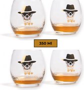 Catrinaz® - Whiskey glazen - Gouden skull - 4 St - 35 cl - Uniek glas - Exclusief bij Catrinaz®- Premium kwaliteit - Vaderdag Tip