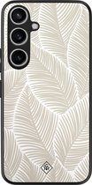 Casimoda® hoesje - Geschikt voor Samsung Galaxy A55 - Palmy Leaves Beige - Zwart TPU Backcover - Natuur - Bruin/beige